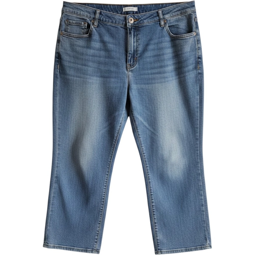 Lane Bryant Signature Fit Mid-Rise Boyfriend Capri Jeans Blue 22 Flexmagic